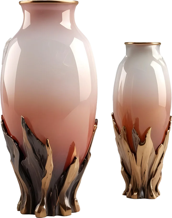 Golden Flame – Dual Luxurious Vases PNG product image (1)