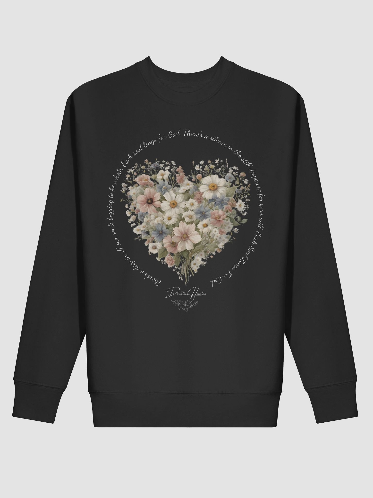 "Each Soul Longs For God" Floral Heart Sweatshirt | Light Print product image (2)