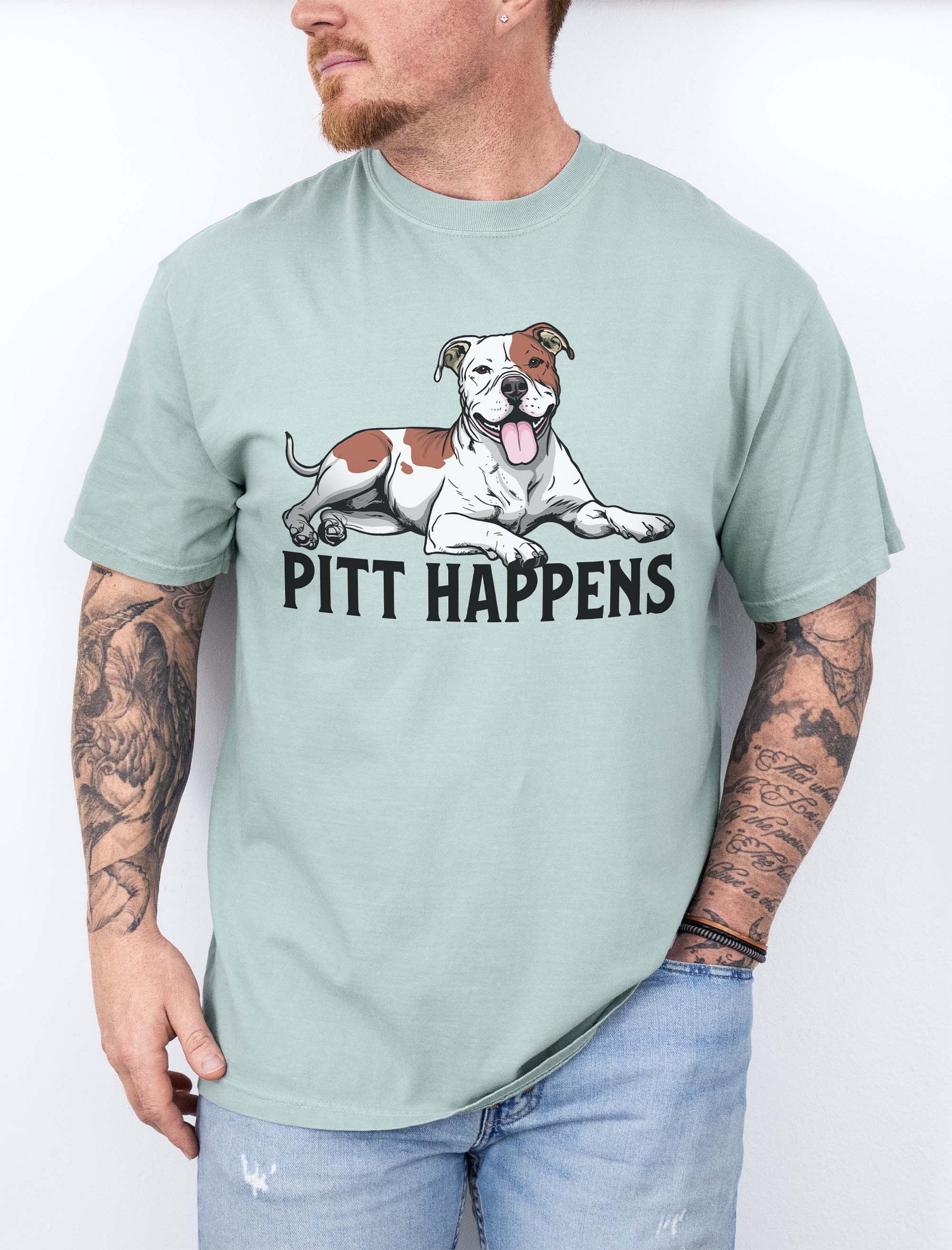 Pitt Happens T-Shirt of a Pitbull Terrier | Funny T-Shirt for Pittie and Staffy Paw-rents product image (2)