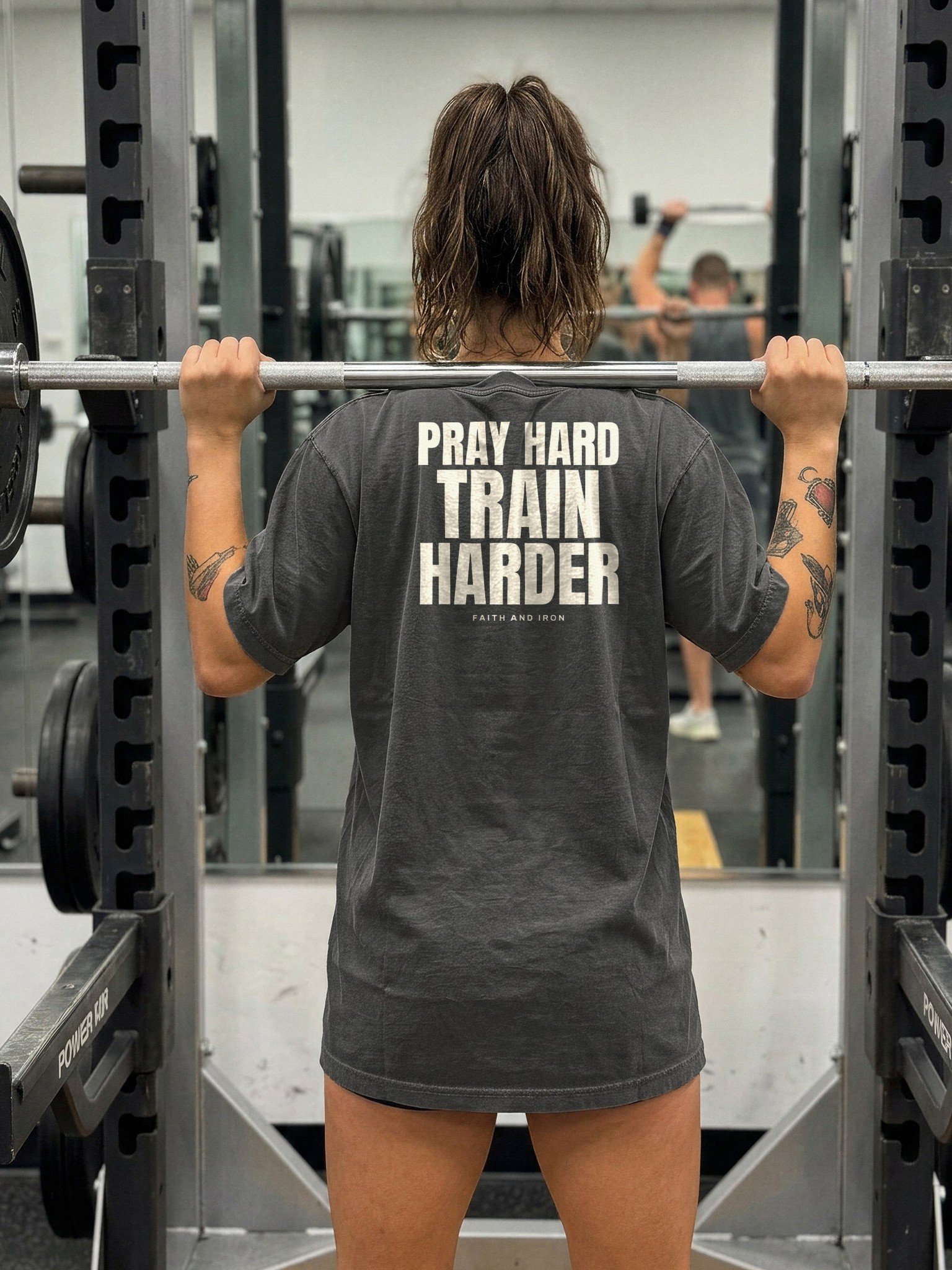 Pray Hard, Train Harder Oversized Gym Tee | Pump Cover product image (2)