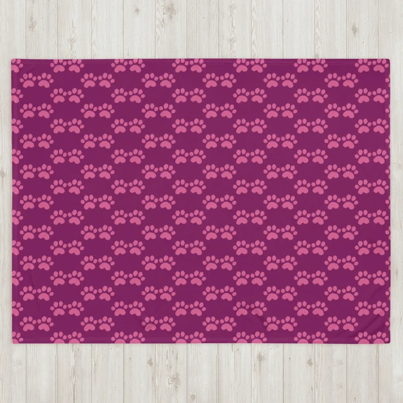 All Around Pink Paw Prints Throw Blanket product image (2)