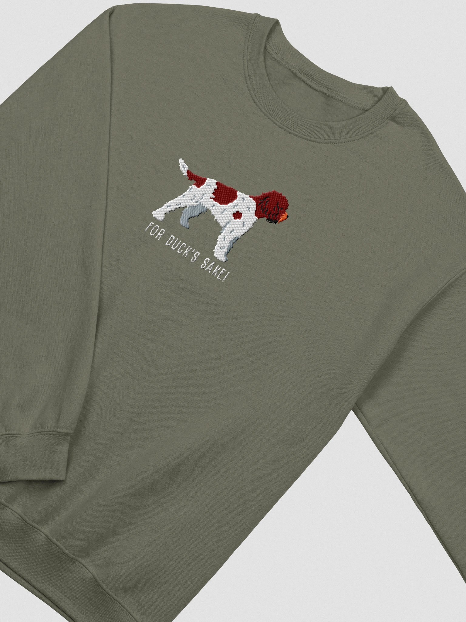 For Duck's Sake Sweatshirt (Embroidered) of a Lagotto Romagnolo(Liver & White) product image (6)
