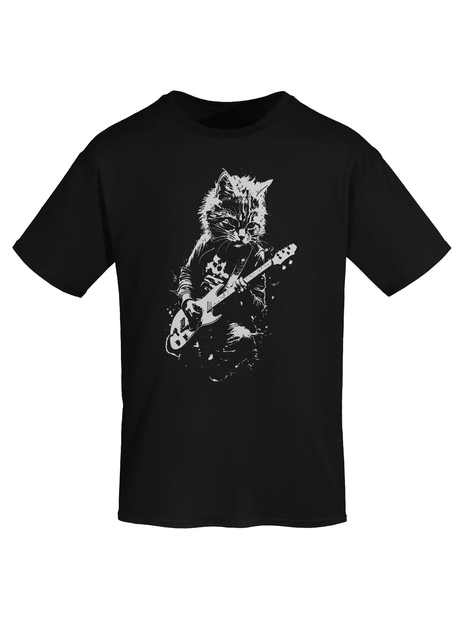 Rockstar Cat Playing Guitar Graphic T-Shirt – Vintage Style Music Lover Tee product image (5)