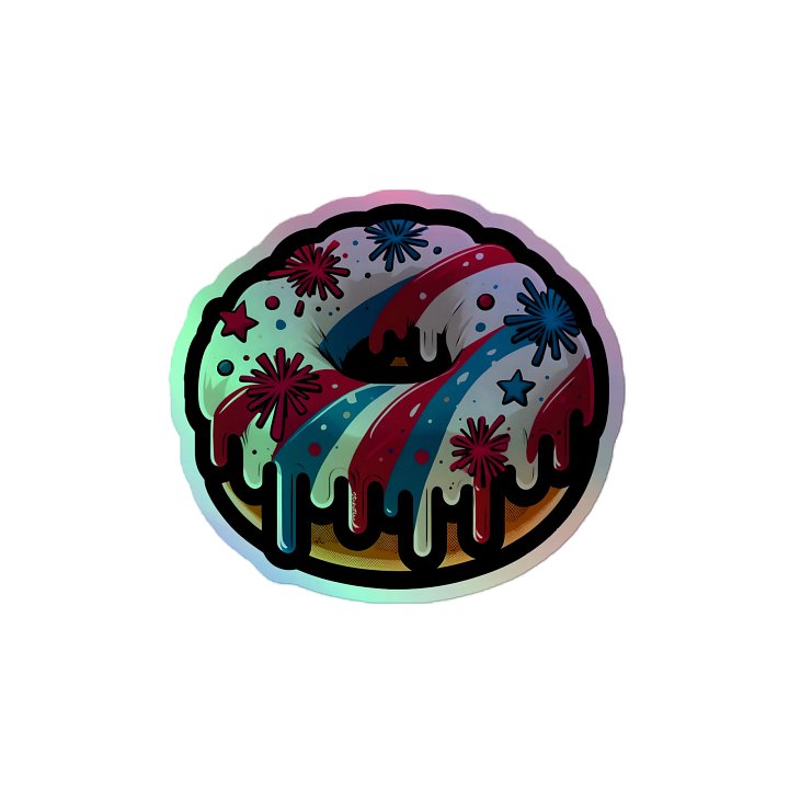 4th of July Donut Holographic Sticker product image (2)