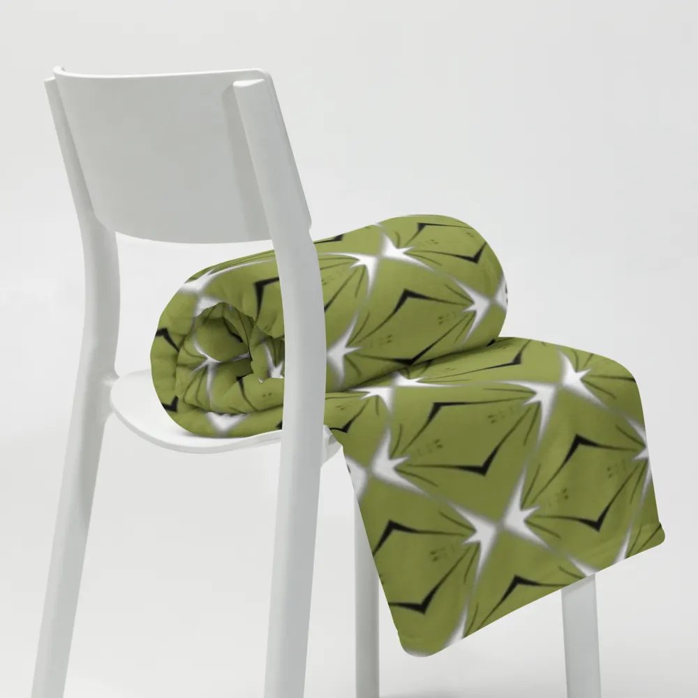 Green Black & White Diamond Star Seamless Pattern Throw Blanket product image (2)