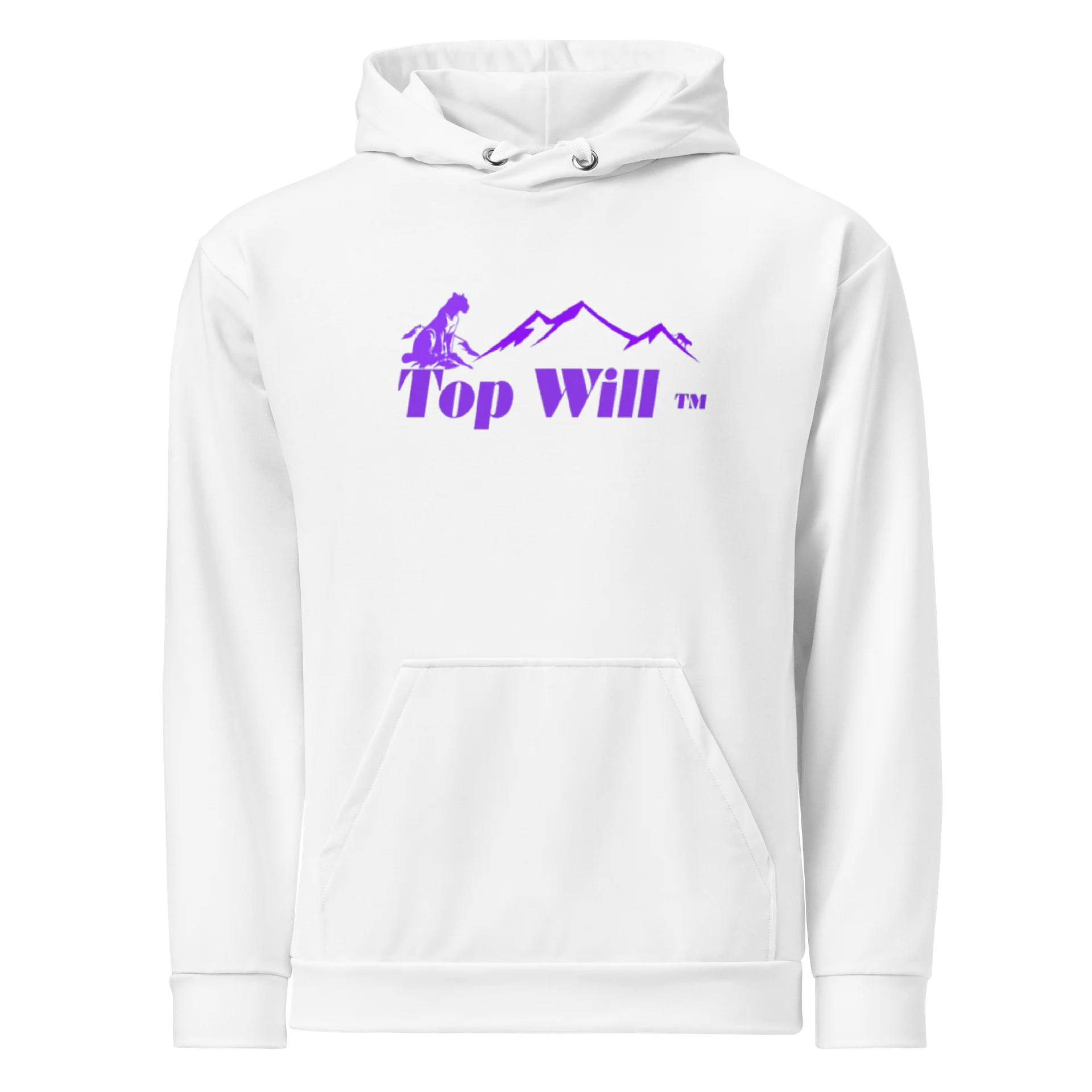 Top Will ™ Unisex White & Purple Cotton Hoodie product image (1)