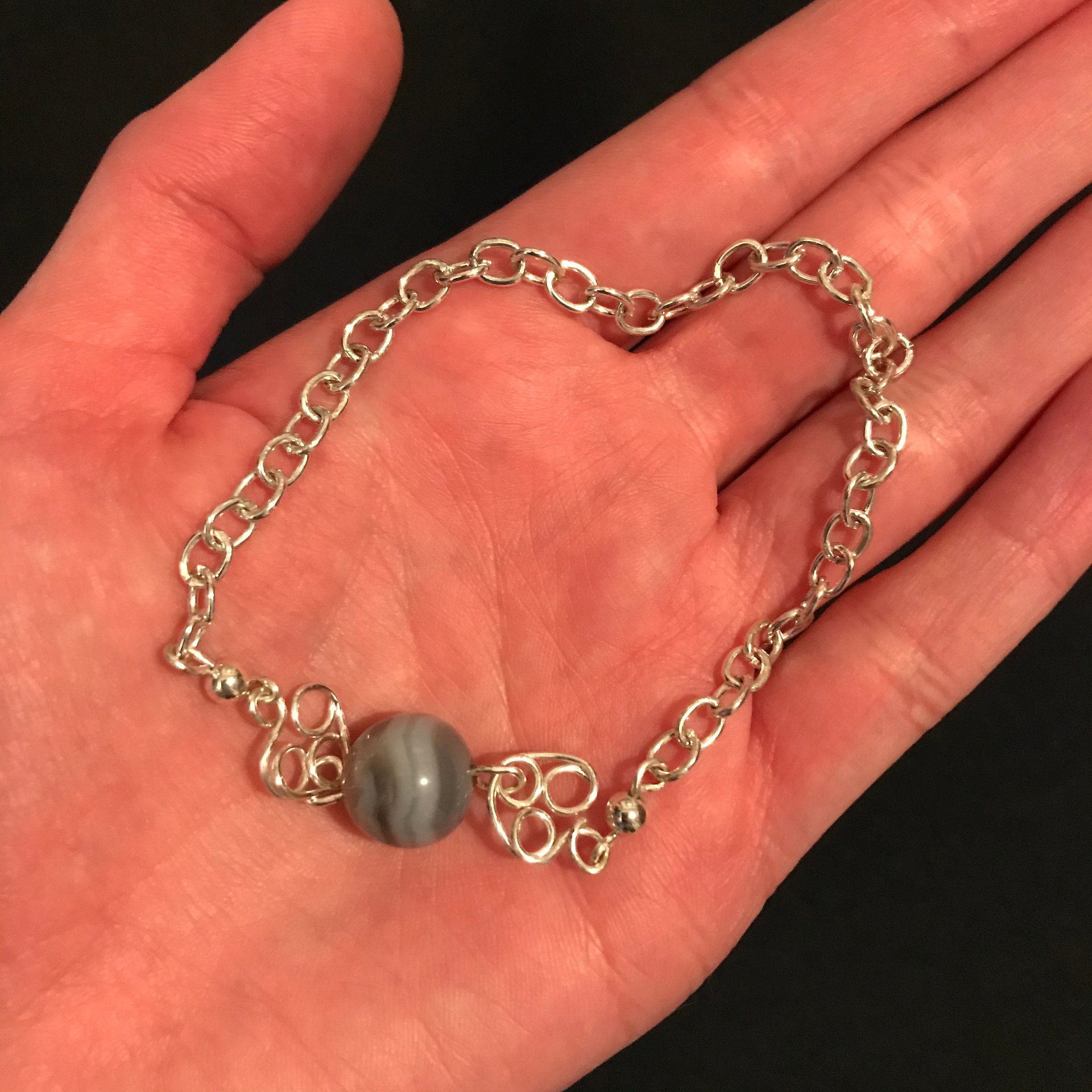 Gray Agate Silver Bracelet product image (1)