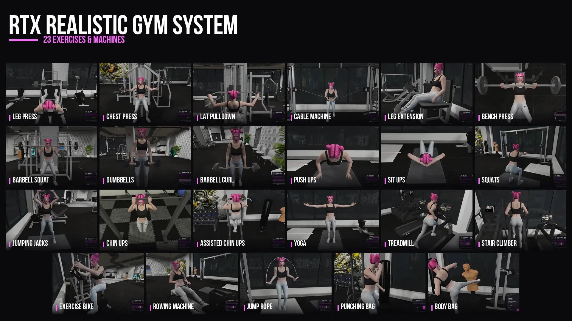 Realistic Gym System — 23 Exercises, Gym Creator, Ownable Gyms, 2 Custom MLOs [ QBCore / ESX / QBOX ] product image (1)
