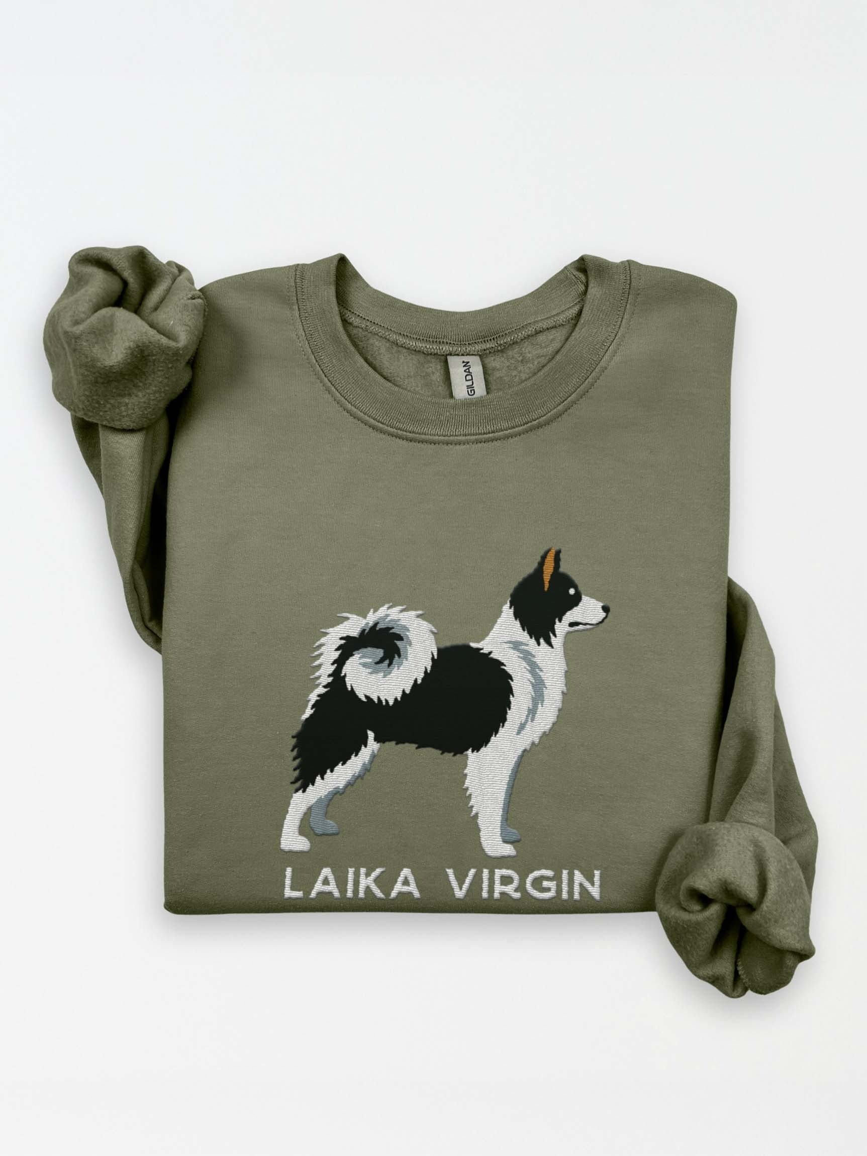 Laika Virgin Sweatshirt (Embroidered) of a Yakutian Laika(Black & White) product image (1)