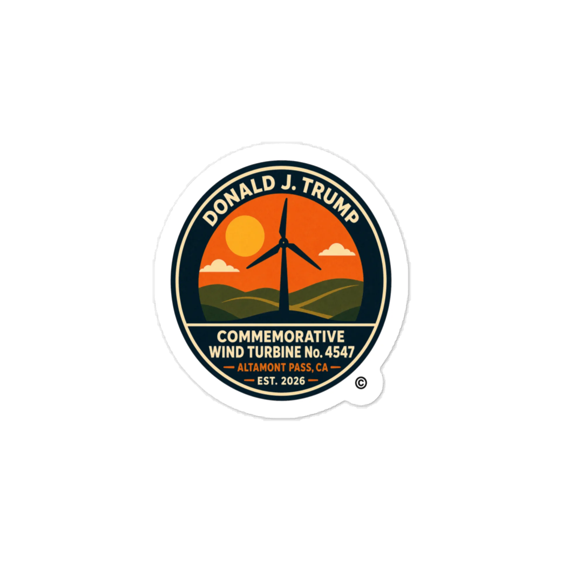 Kiss-Cut Vinyl Decals - Donald J. Trump Commemorative Wind Turbine No. 4547™ product image (1)