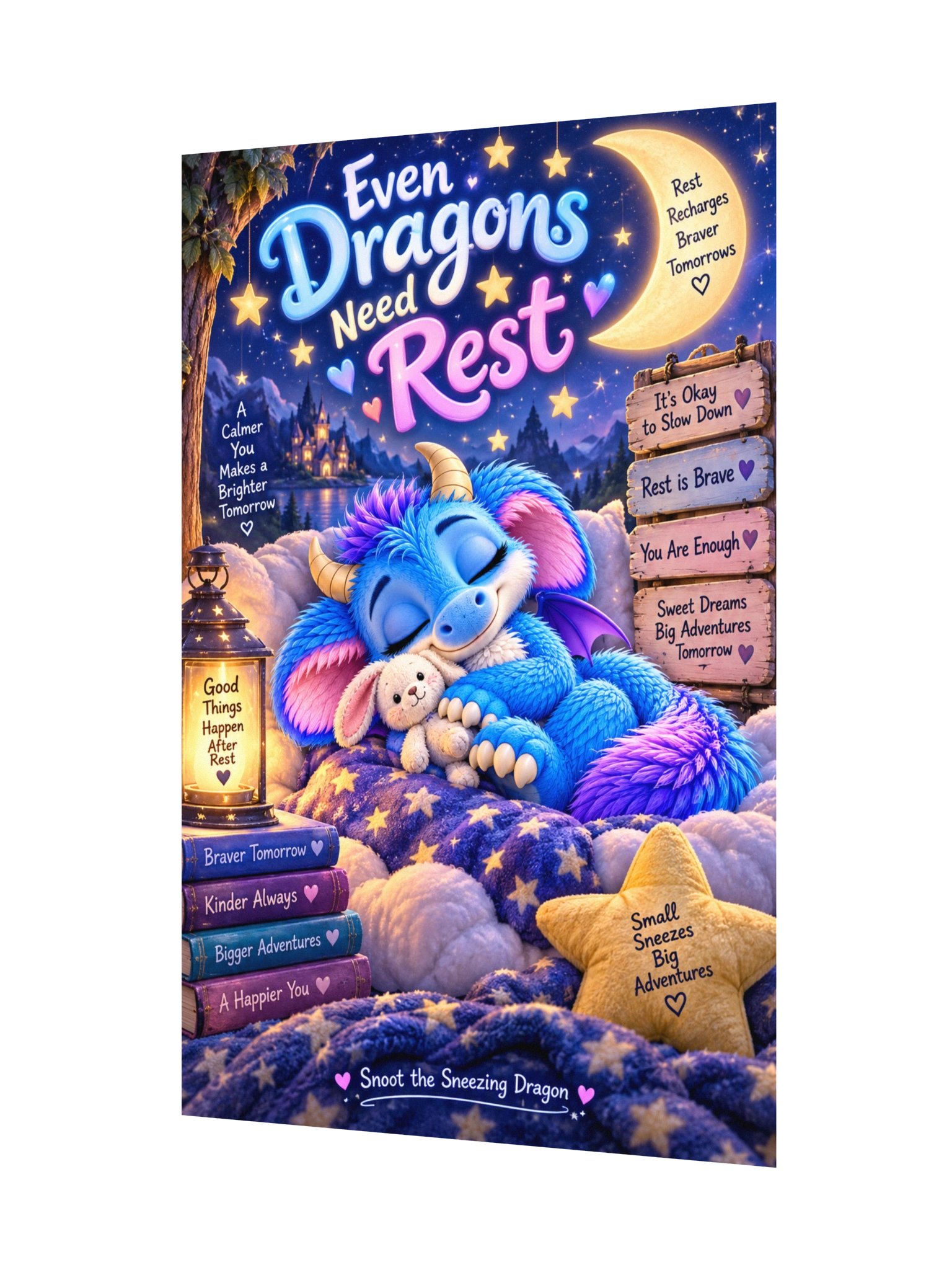 Snoot “Even Dragons Need Rest” 12×18 Bedtime Wall Art Poster product image (3)