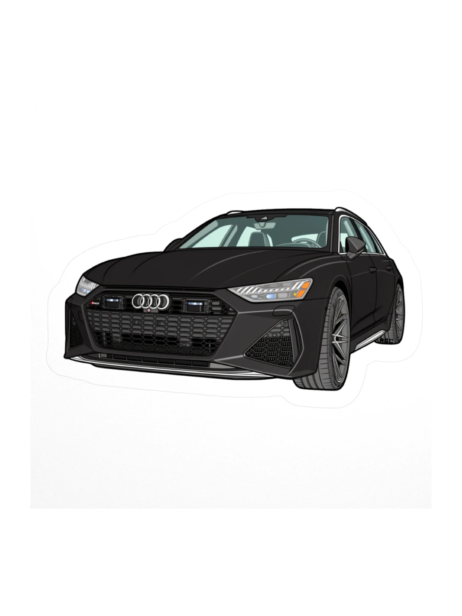 Black Audi RS6 Avant Sticker (Retro, Sketch, Silhouette) product image (1)