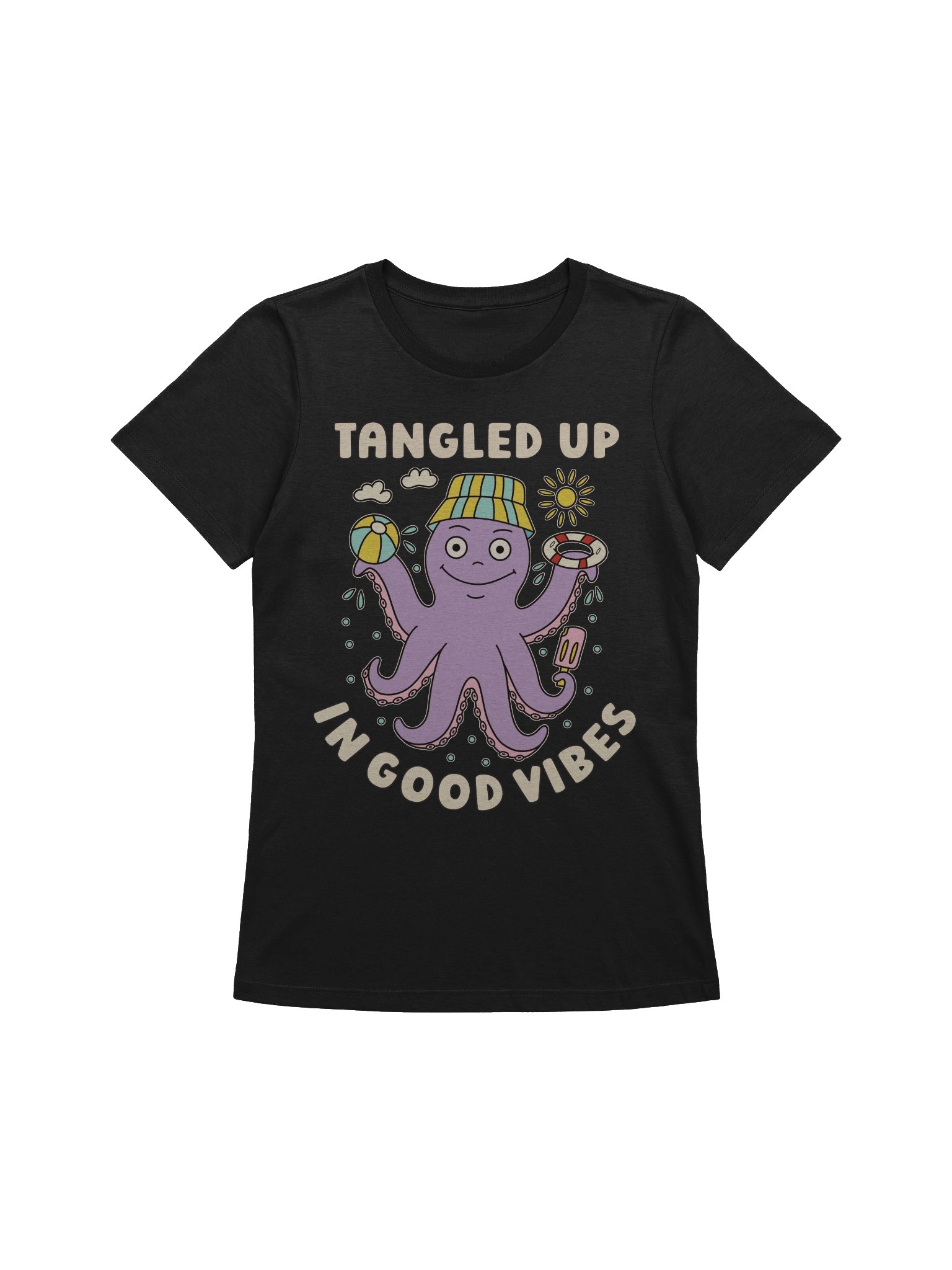 Tangled Up In Good Vibes Cute Silly Funny Octopus Women's Relaxed-fit T-shirt product image (1)