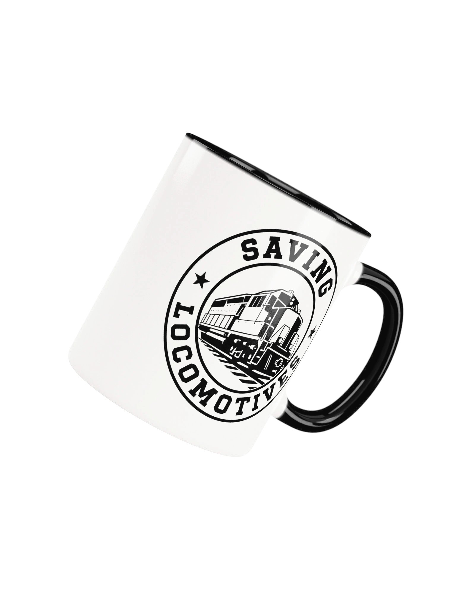 Saving Locomotives White/Black Ceramic Mug product image (4)