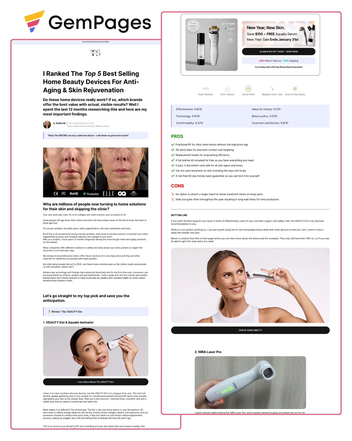 Top 5 Home Beauty Devices Comparison Page | Gempages Template product image (1)