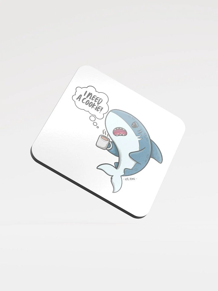 'Morning Sharki' Glossed Cork Coaster product image (1)