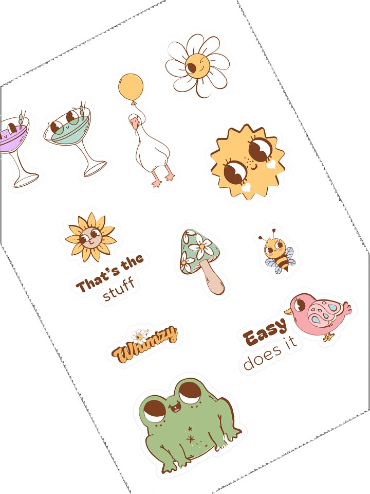 Whimsical Wonderland Sticker Sheet | Retro 70s Indie Game Character Pack product image (1)