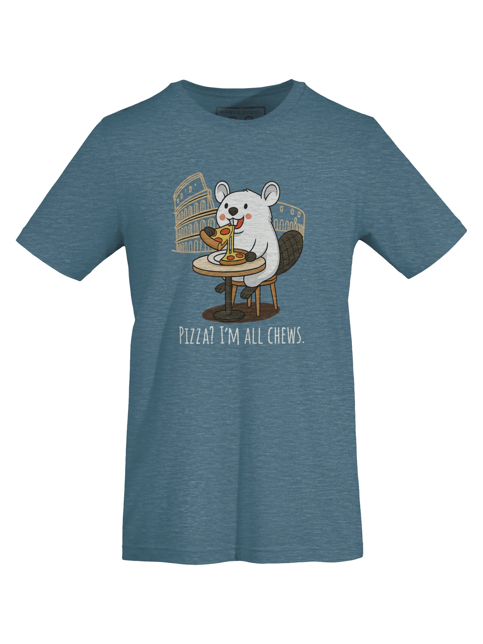 “Pizza? I’m All Chews” – Italian Beaver Cartoon DTG Print | art.4uand.me product image (1)