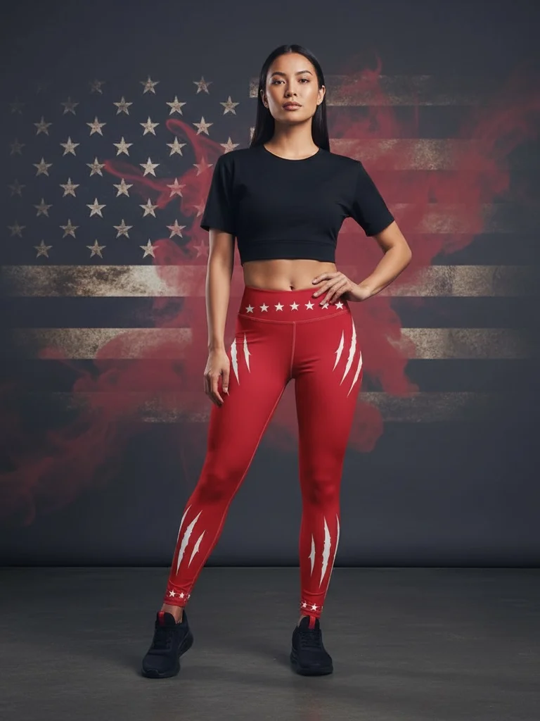 Crimson Stars & Scars Yoga Leggings product image (1)