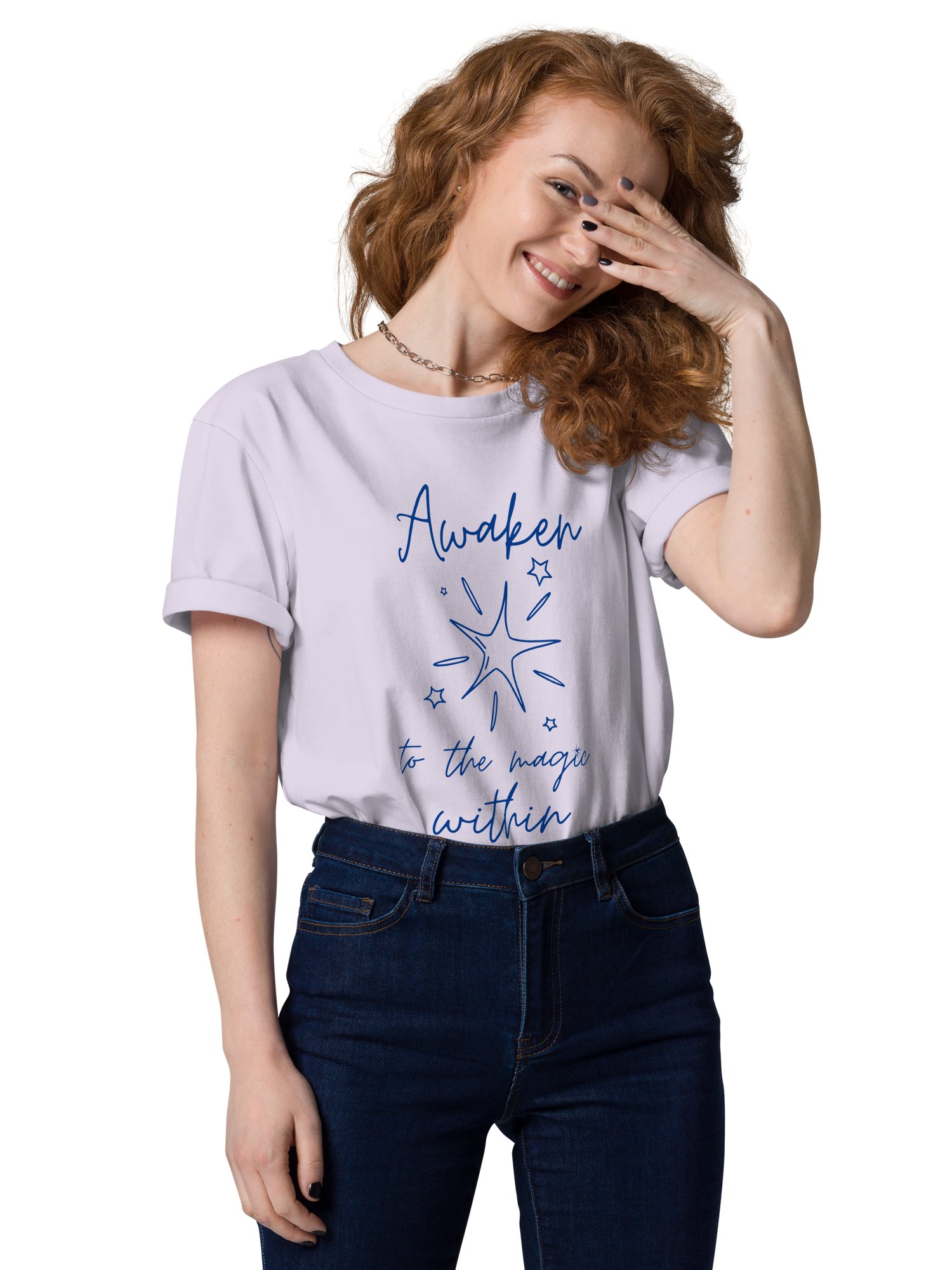 Awaken to the Magic Within: Organic Tee navy lettering product image (5)