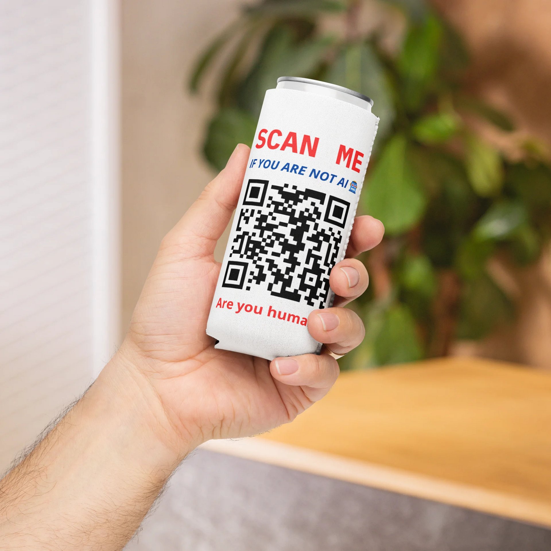 AI inspired Can Cooler with QR Code Reward. product image (4)