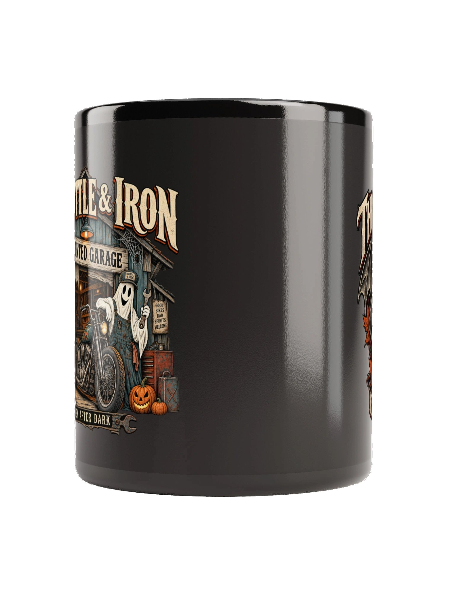 Throttle & Iron Haunted Garage Halloween Bike Mug product image (2)