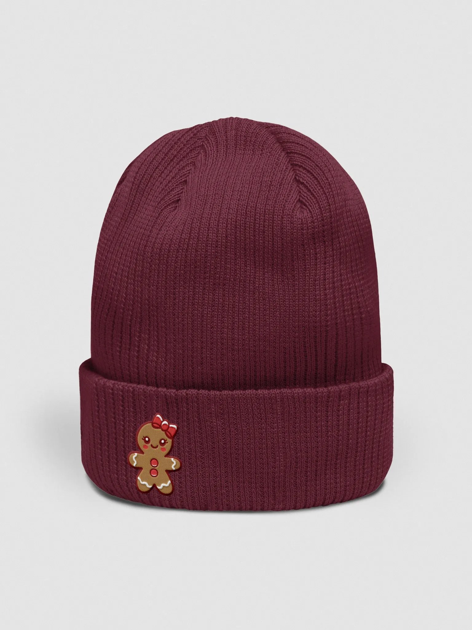Gingerbread Girl Embroidered Cotton Ribbed Beanie product image (3)