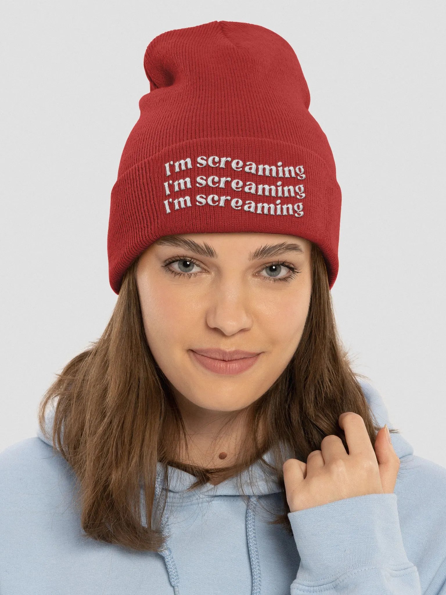 I'm Screaming (White Text) Beanie product image (15)