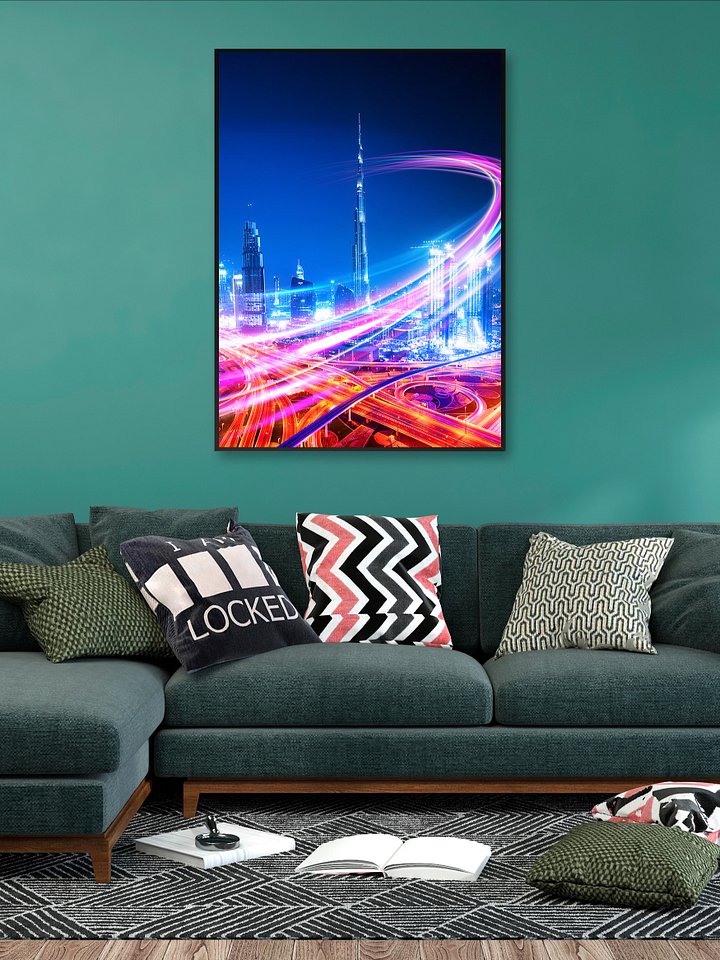Neon city: Dubai, Burj Khalifa #2 (synthwave/vaporwave/retrowave/cyberpunk) — aesthetic poster product image (2)
