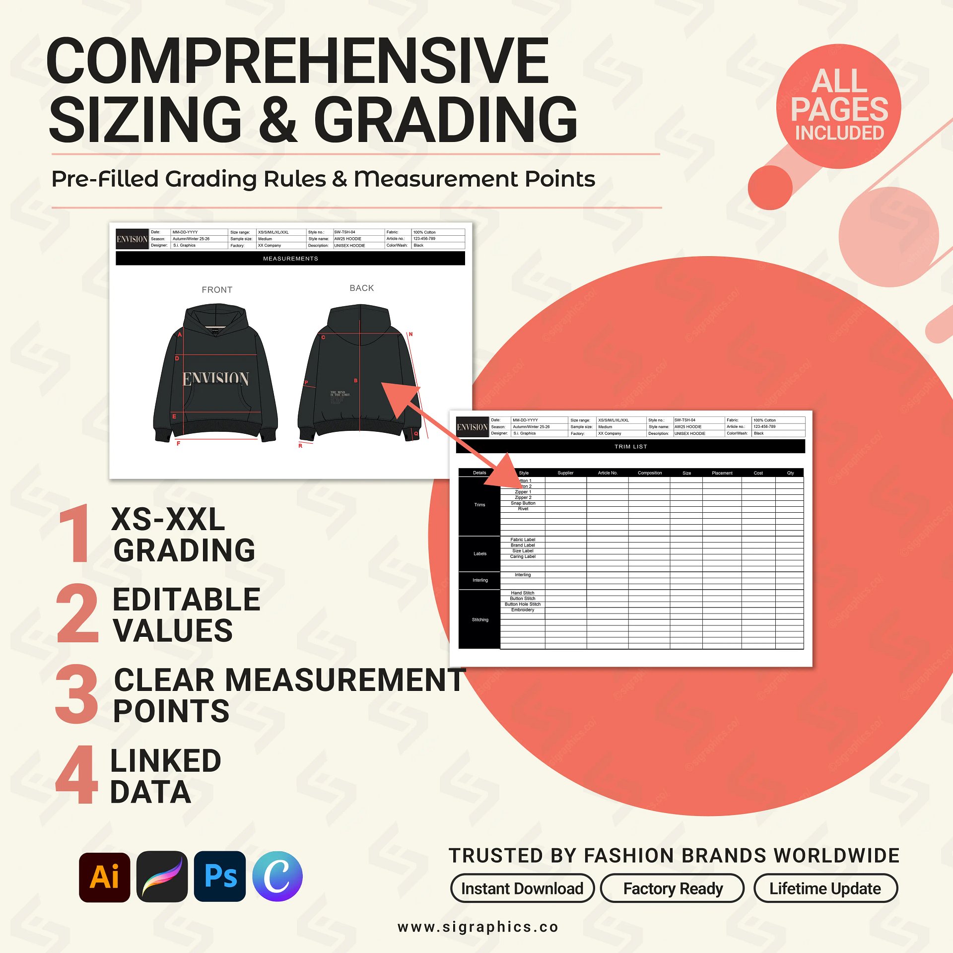 Pullover Hoodie Tech Pack Template product image (6)