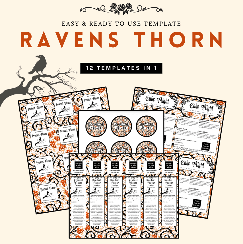 Raven’s Thorn Label Template Bundle | The Station Bakery