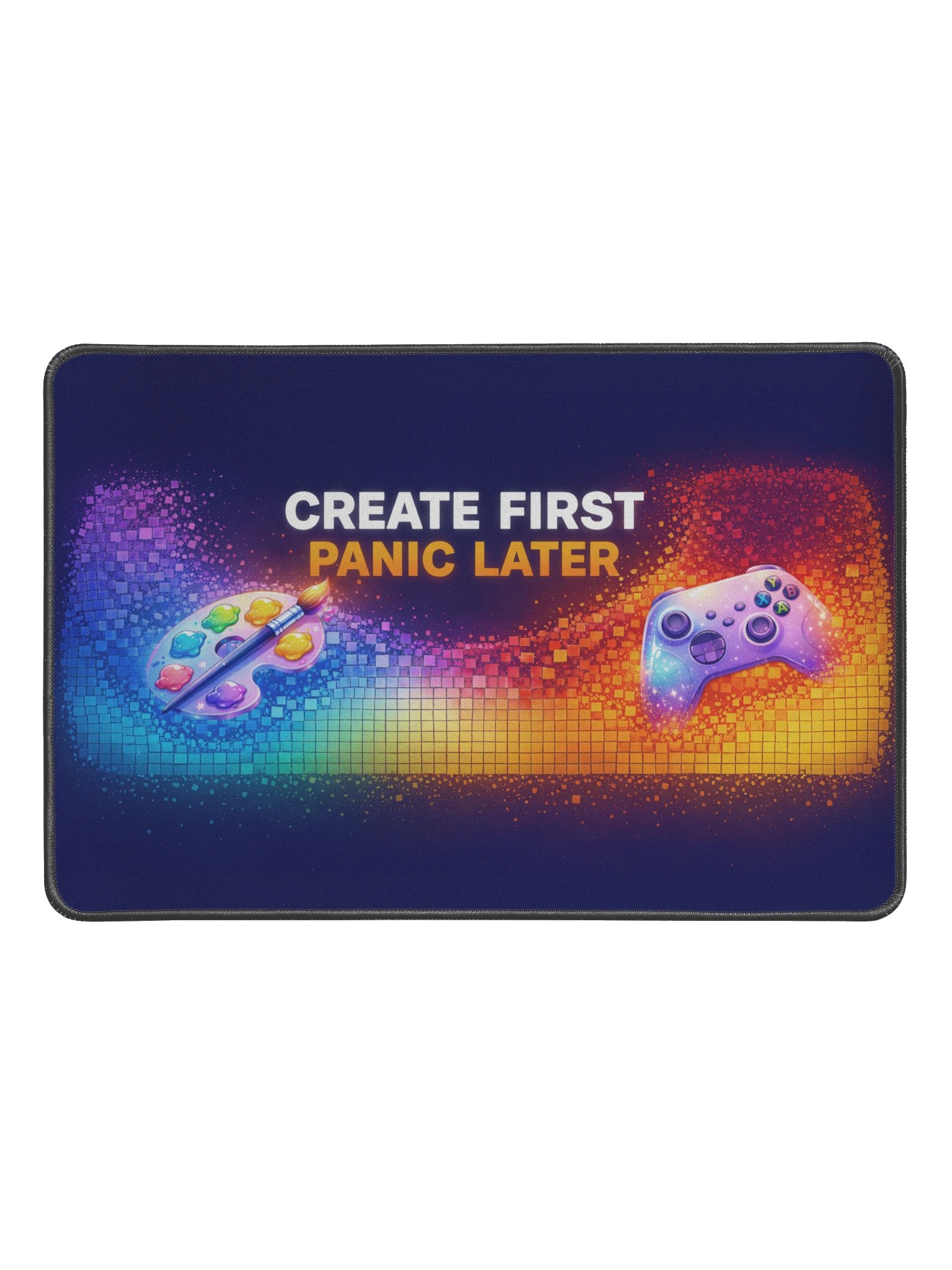 Create First Panic Later Pixelated Desk Mat - Navy product image (1)