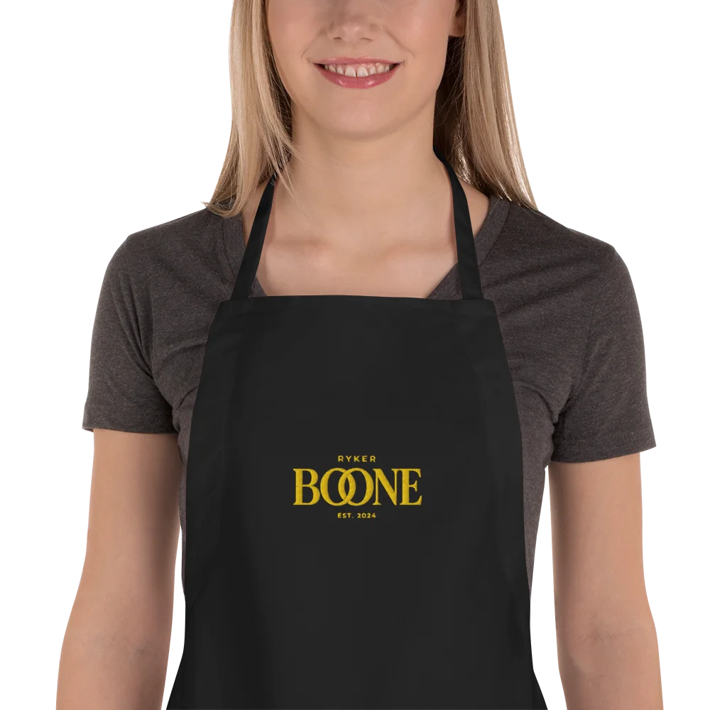 Ryker Boone "September Turns Gold" Embroidered Cooking Apron (Black/Gold Logo) product image (1)