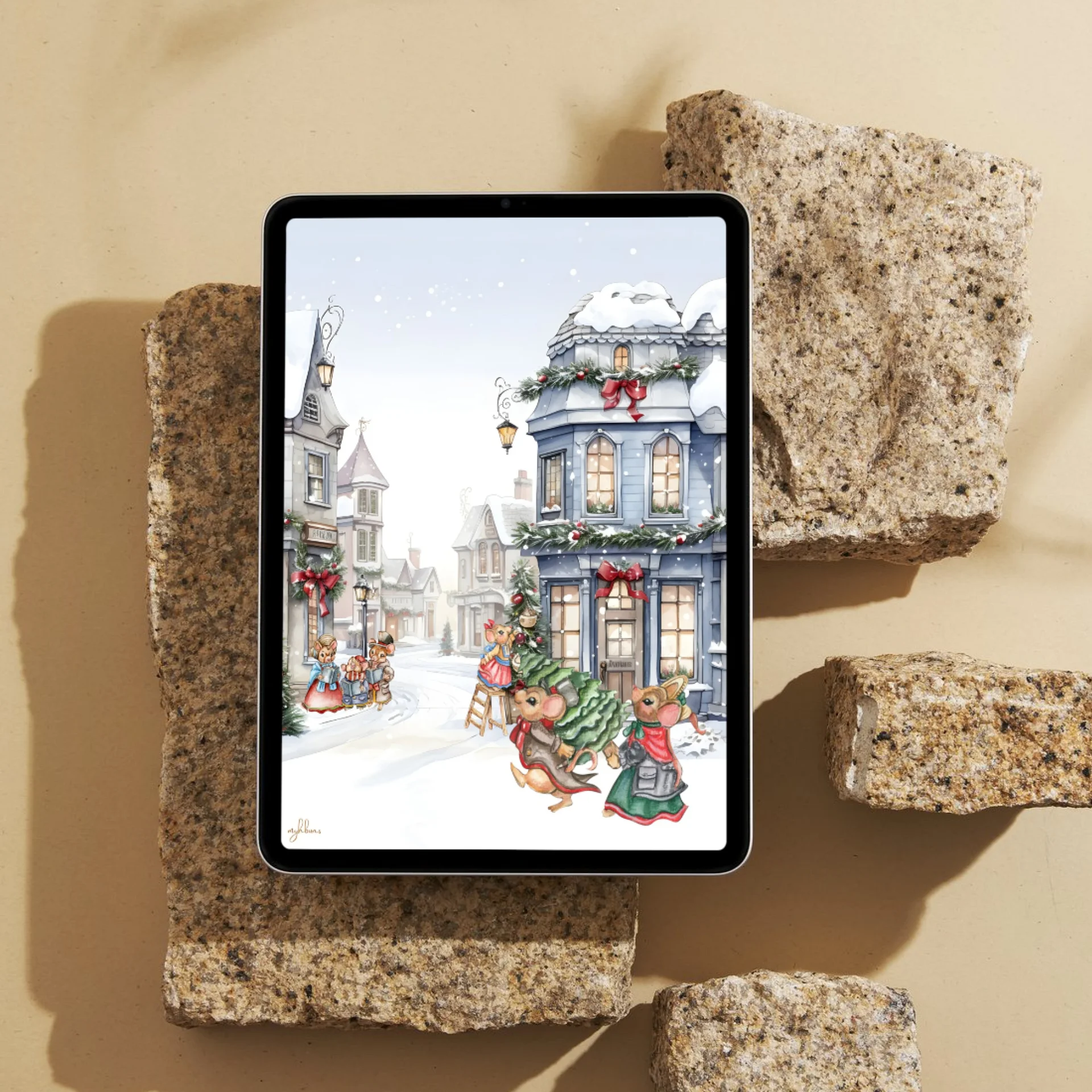 Prelude to Christmas Tablet Wallpaper | Festive Holiday Digital Background | Instant Download | 10 Resolutions product image (3)