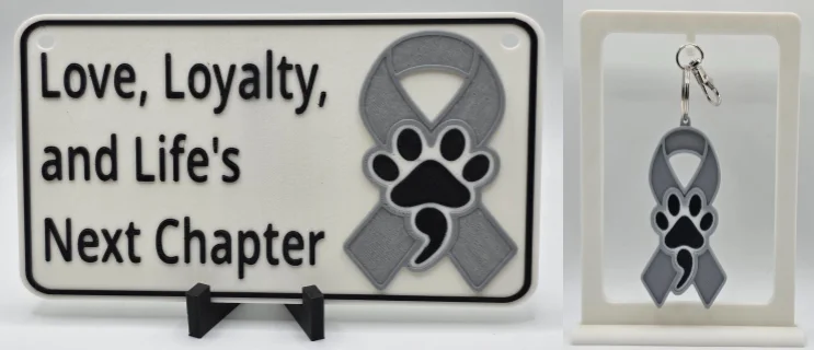 🩶 Gray Awareness Bundle | Ribbon Sign + Keychain product image (1)