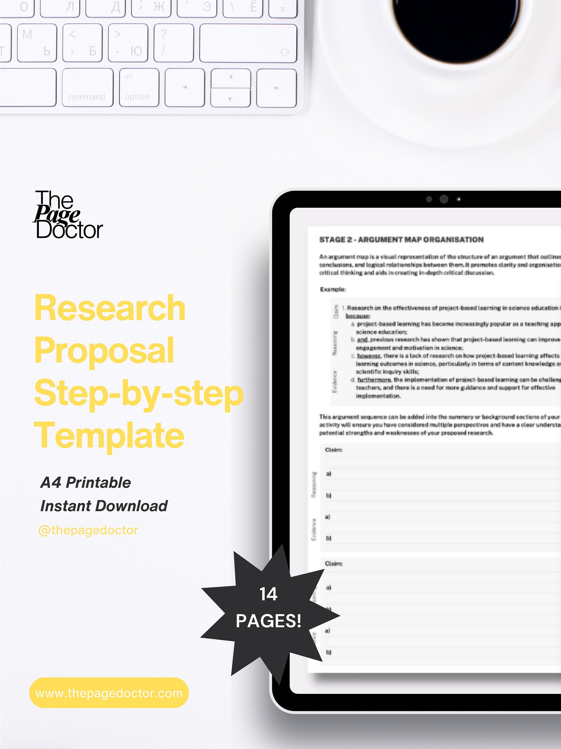 Research Proposal Step-By-Step Template + Gantt Chart product image (1)