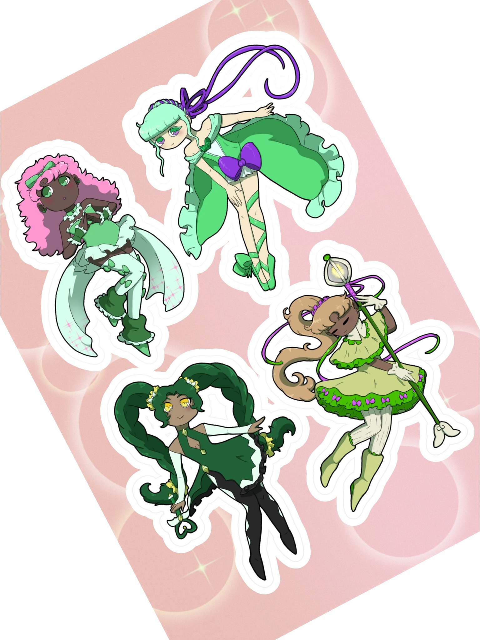 Oops! All GREEN Magical Girls Sticker Sheet product image (1)