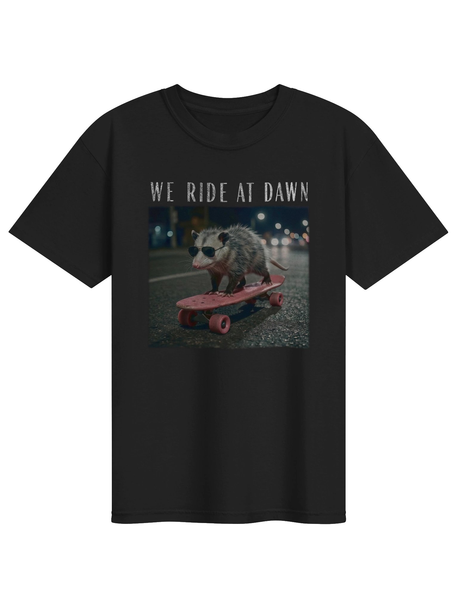 We Ride At Dawn Opossum Skateboard Shirt - Funny Possum Meme Comfort Colors Tee product image (1)