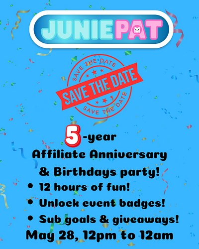 🎉 Please join us for our Twitch Affiliate Anniversary (and our birthdays) on Thurs. May 28 from noon to midnight! 

Grab 1 or...