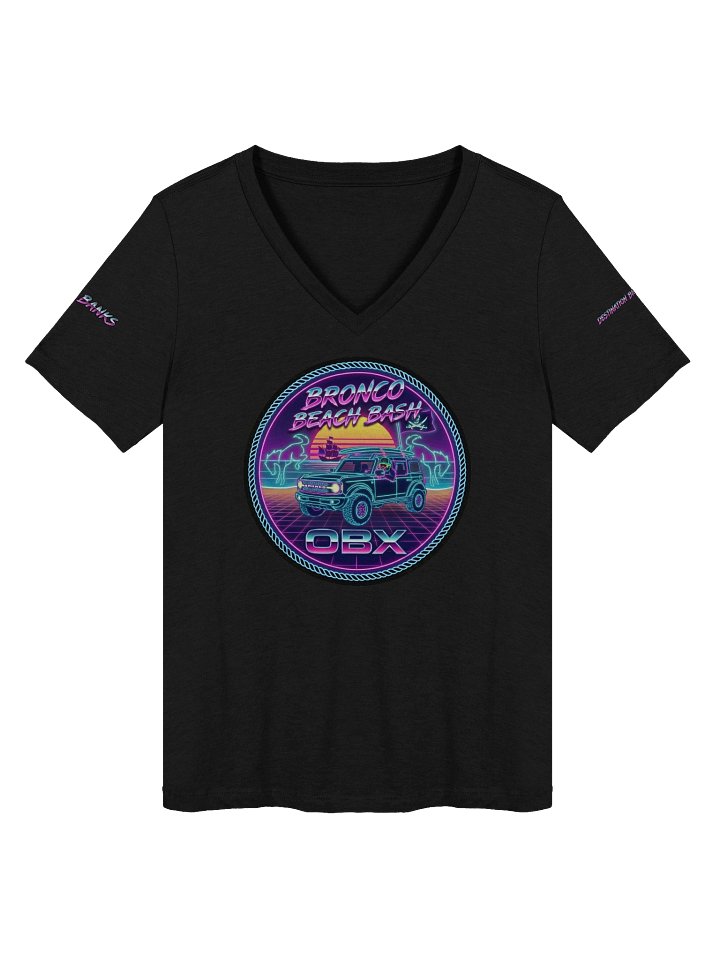 2026 Bronco Beach Bash OBX / Destination Bigfoot Bronco Collab V-Neck Bella+Canvas Supersoft T-Shirt (Multiple Colors Available) product image (2)