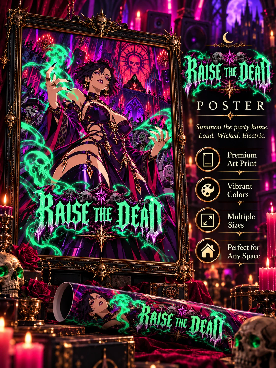 Raise the Dead ☠️ | Gothic Necromancer Anime Poster product image (1)