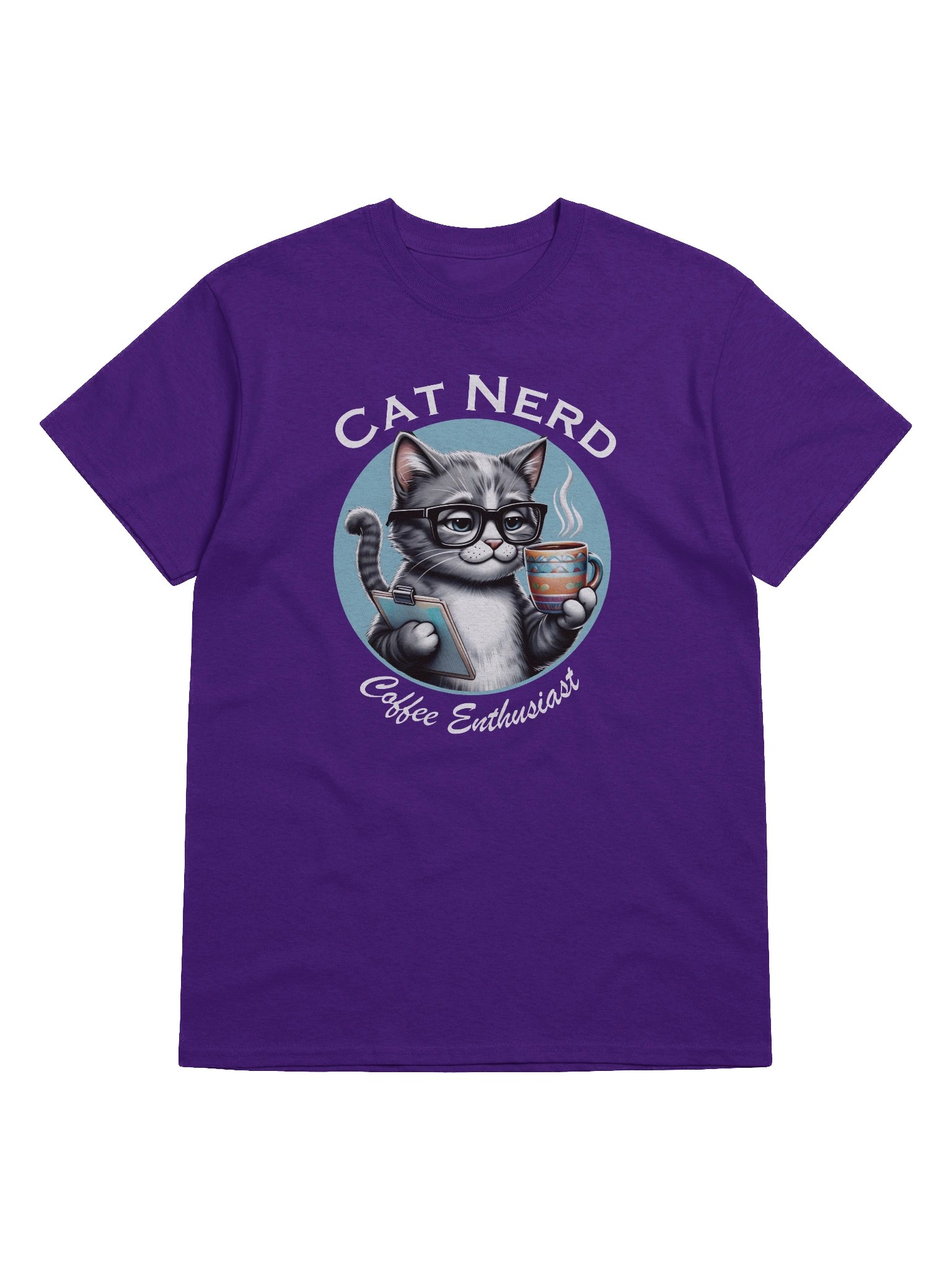 Cat Nerd Coffee Enthusiast Dark Version Unisex Heavyweight Graphic T-shirt product image (5)