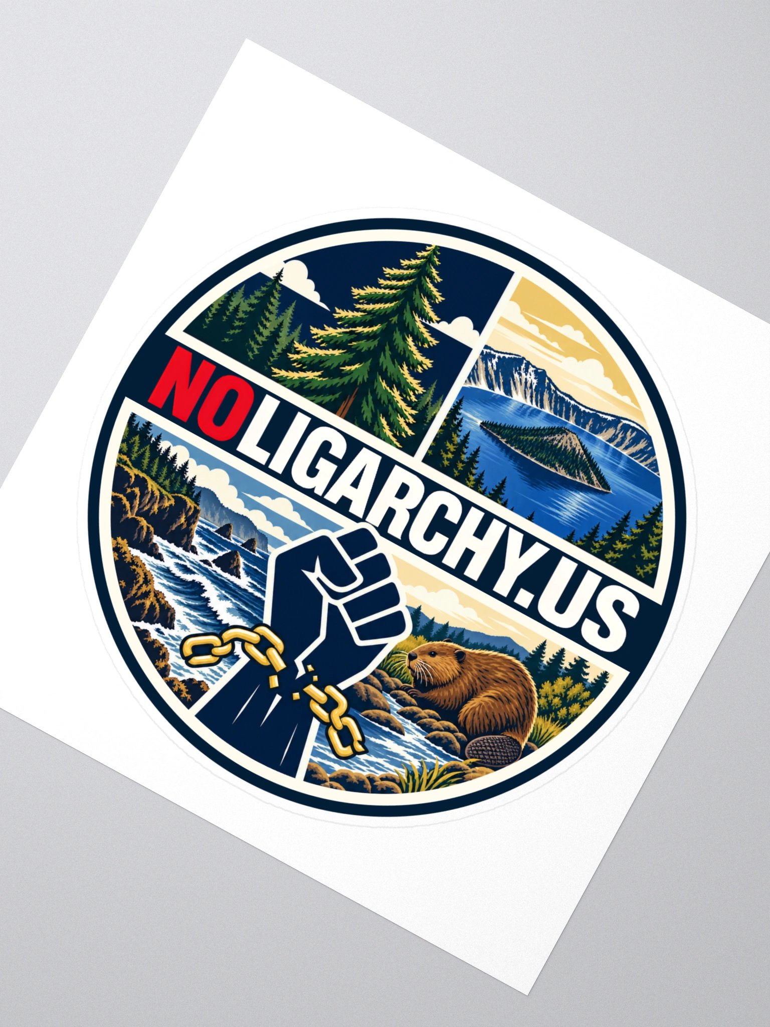 Oregon NOLIGARCHY.US sticker product image (2)