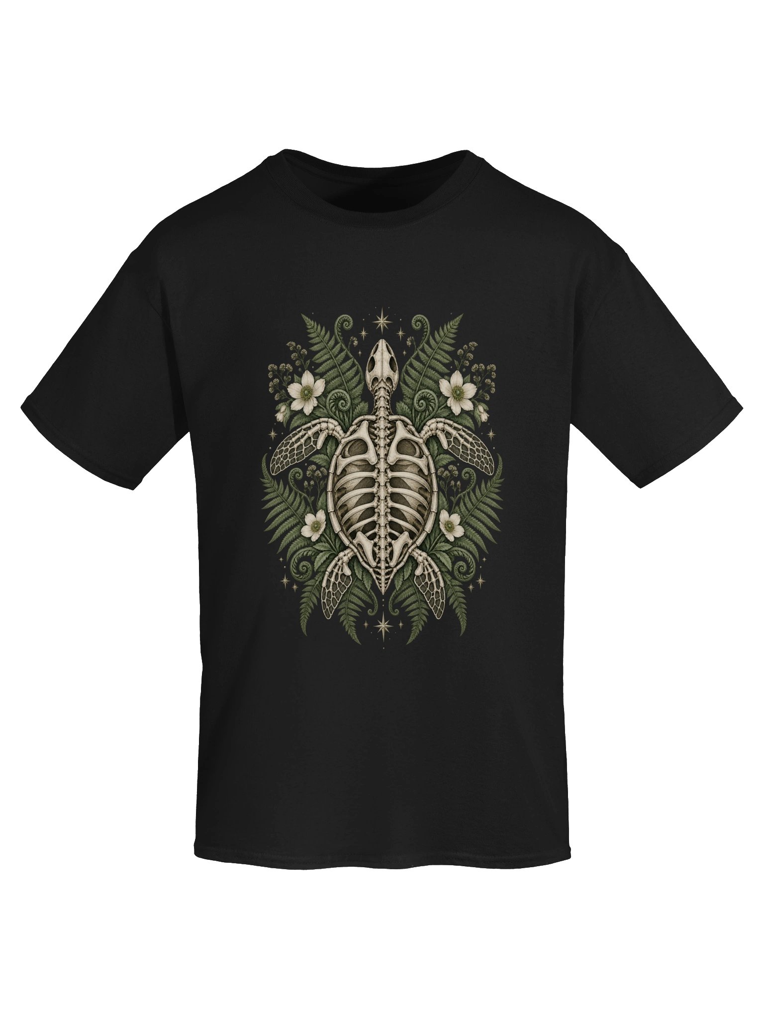 Botanical Sea Turtle Skeleton Gothic T-Shirt product image (5)