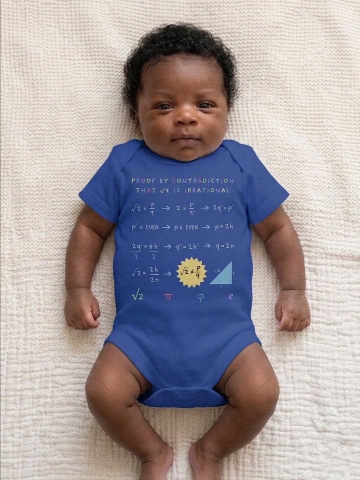 Proof by Contradiction: Square Root of 2 is Irrational - Math Baby Onesie in Blue product image (2)