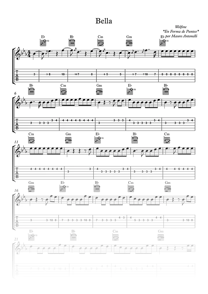 Bella - Partitura + Tab + Acordes + Pista product image (1)