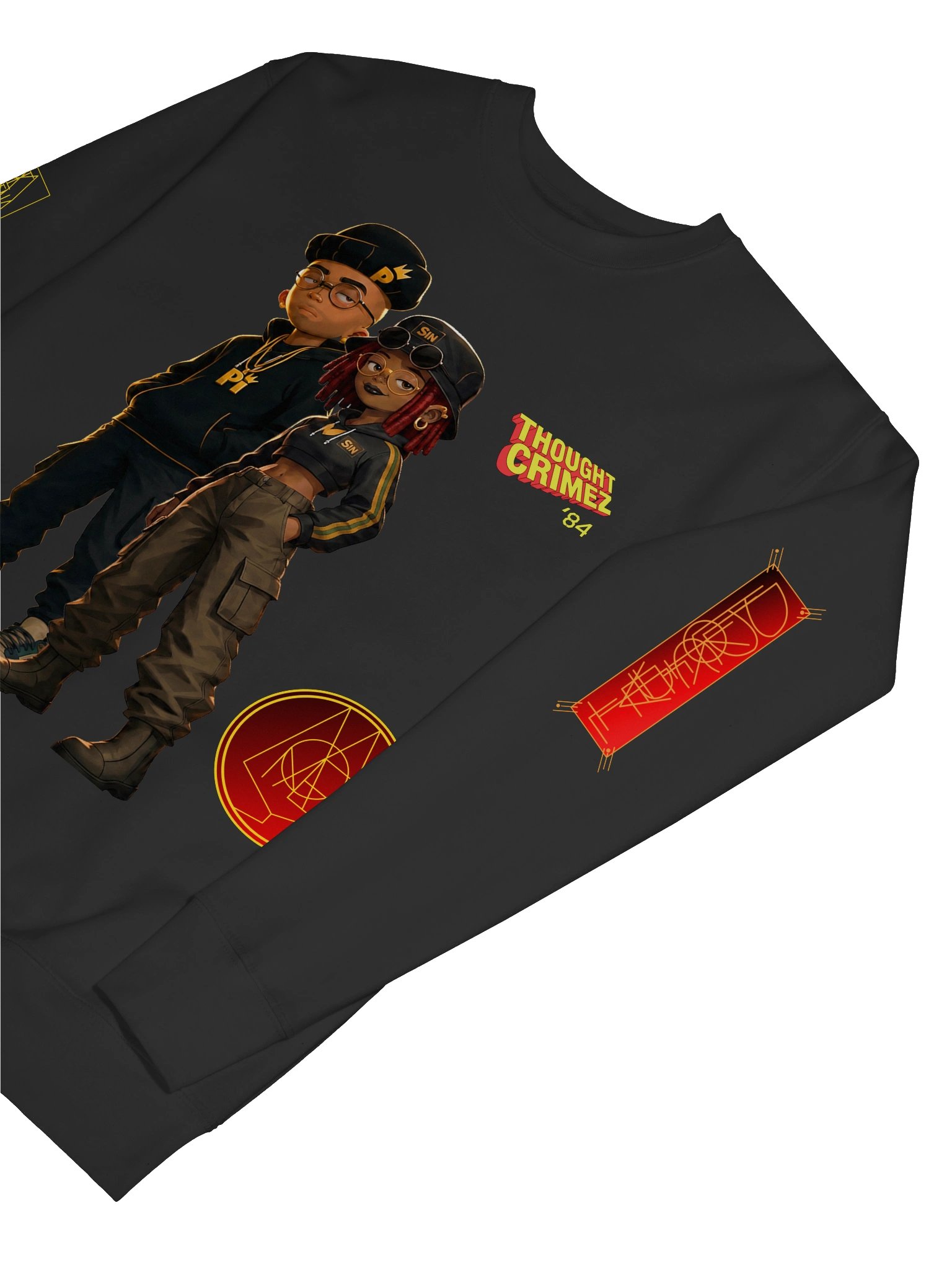 Thought Crimez GALACTIC DYNAMIC DUO ’84 Cartoon Sweatshirt product image (37)
