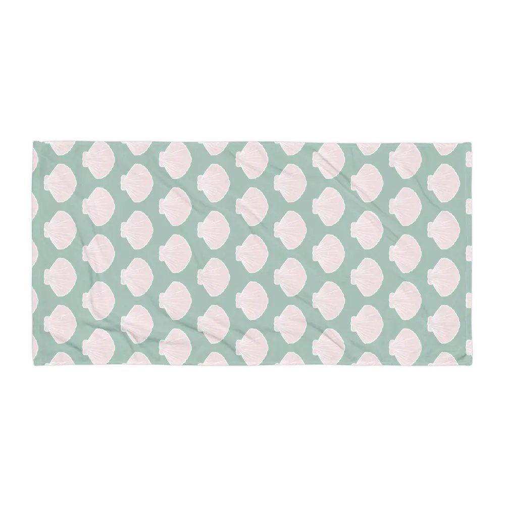 GREEN PINK SEASHELL TOWEL - Grün und Rosa Handtuch mit Muscheln product image (3)