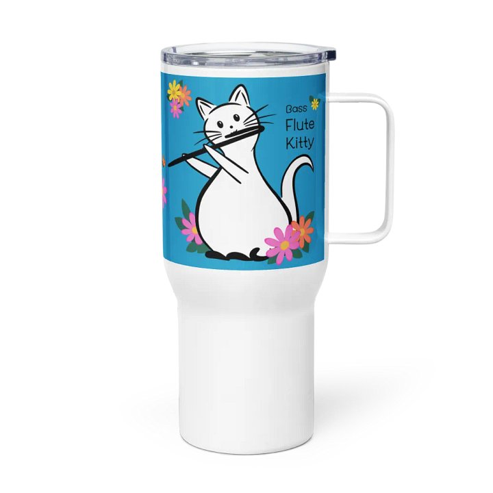 Flute Kitty Travel Mug w handle - Bass Flute product image (1)