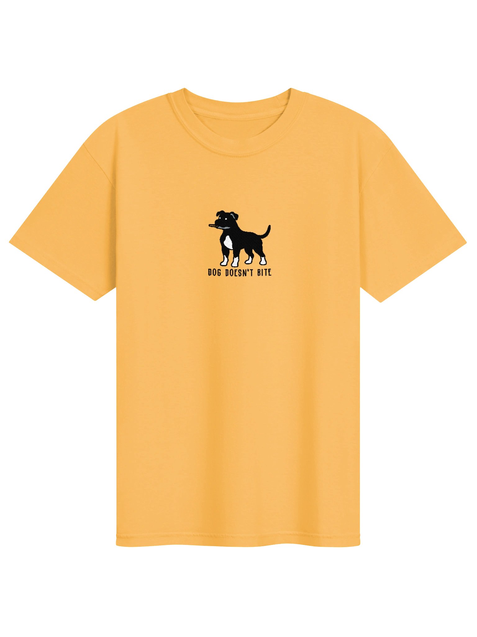 Dog Doesn't Bite Funny Chibi-Style Embroidered T-Shirt for Pit Bull Terrier(Black) Owners product image (73)